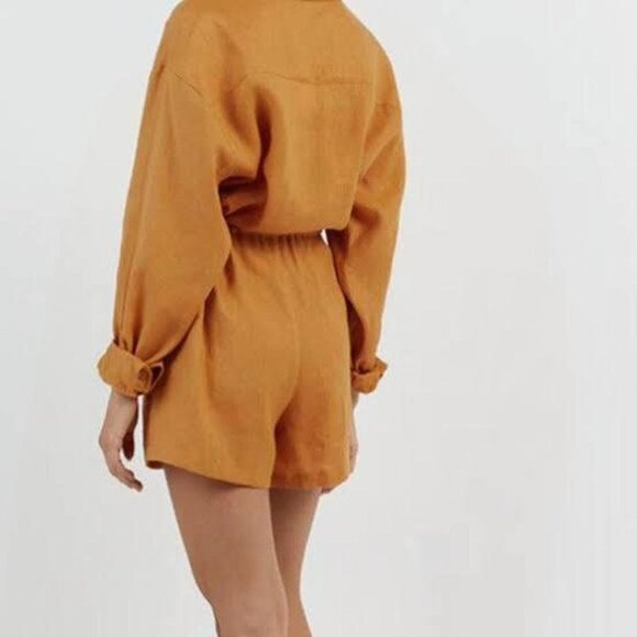 Dissh Maxie Linen Shirt Playsuit Romper Womens Size 6 Resortwear Minimalist Vaca - Picture 2 of 12